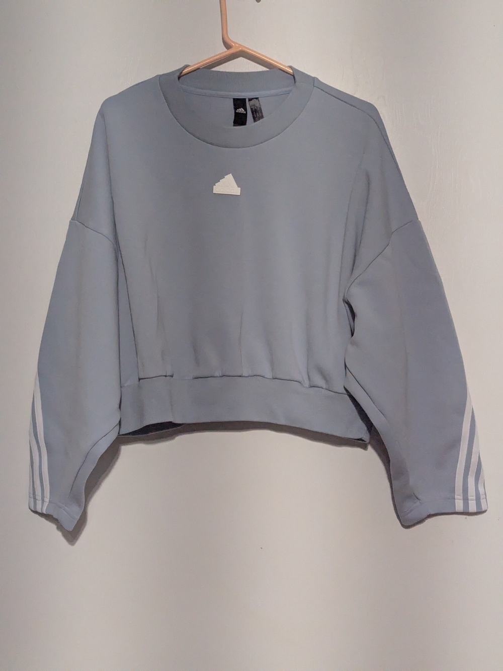 Adidas Women's Light Gray Cropped Crewneck Sweatshirt